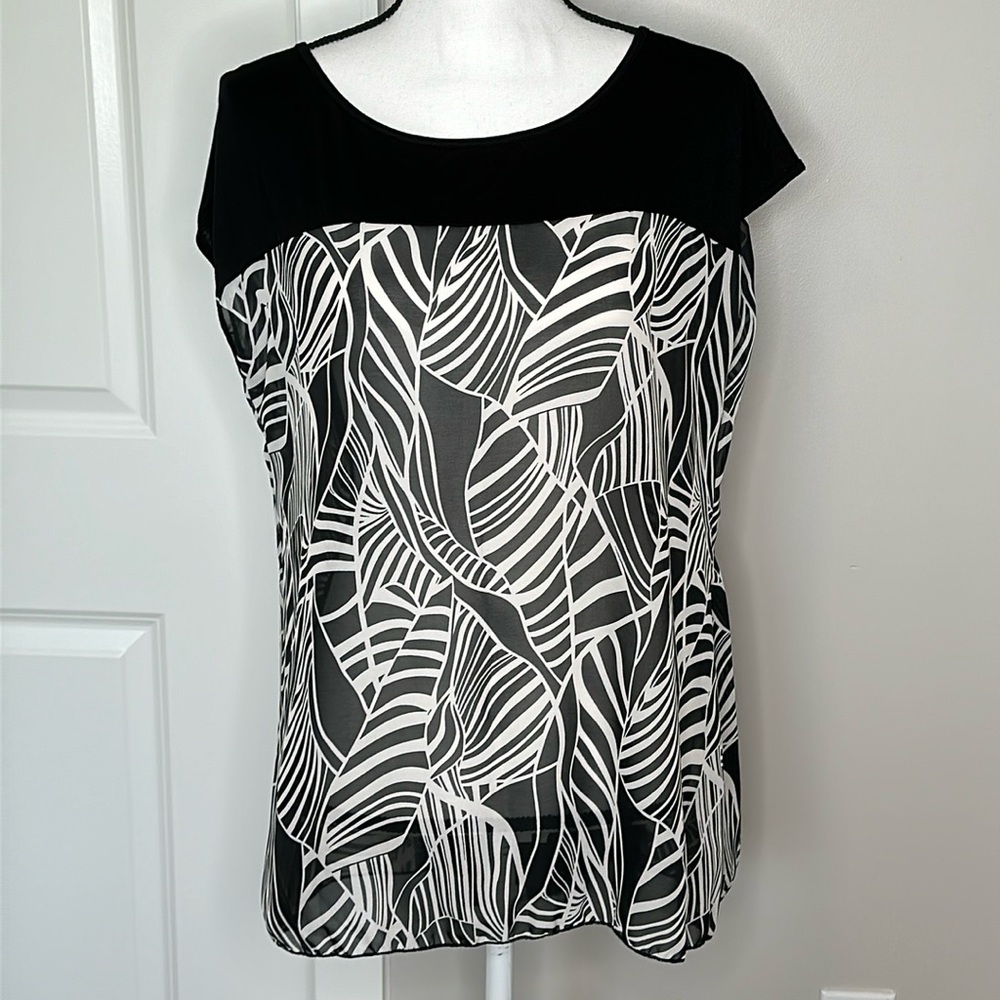 Vanilla Sugar L Black and White Sheer Blouse